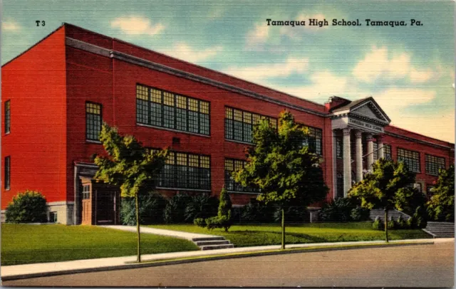 Tamaqua High School Tamaqua Pennsylvania PA UNP Linen Vtg Circa 1940 Postcard