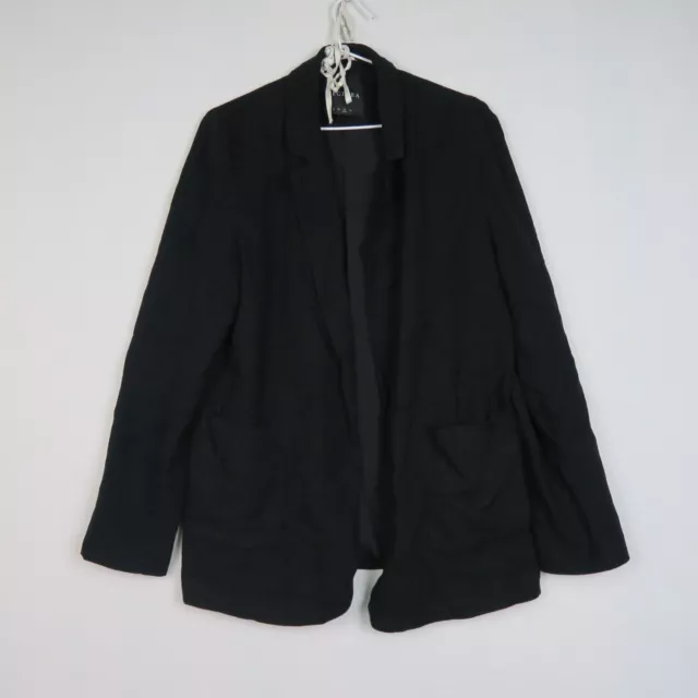 Decjuba Womens Blazer Jacket Size 12(AU) Black Collared Formal Long Sleeve