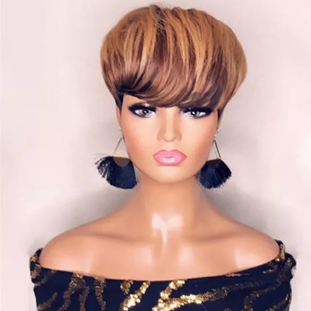 Ombre Hair Short Wigs For Black Women Straight Bob Pixie Cut Wig