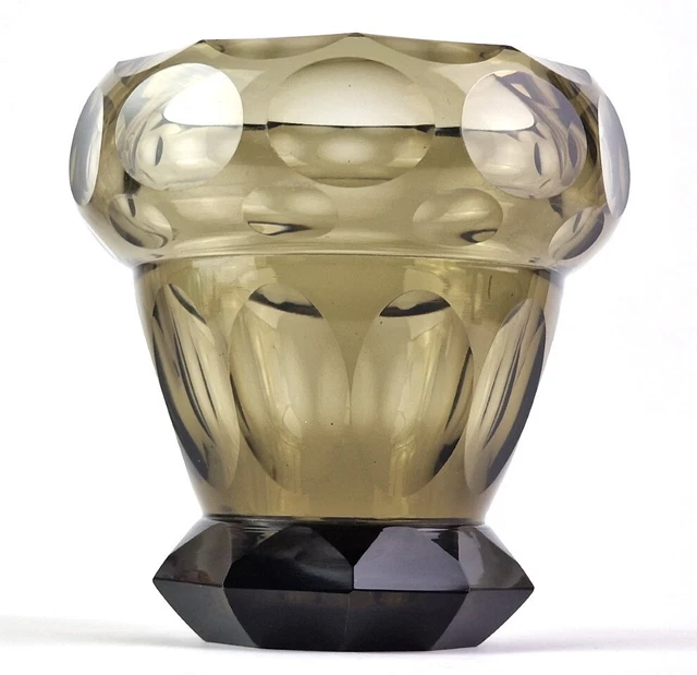 ART DECO CRYSTAL Glass Vase Hand Cut Um 1920 Zugeschr. Moser R217 £705.