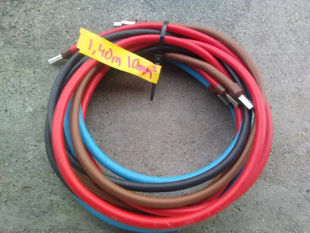 4 x 140cm : fils / câble d'alimentation HO7-VK 10 mm² 10mm2 souple + embouts