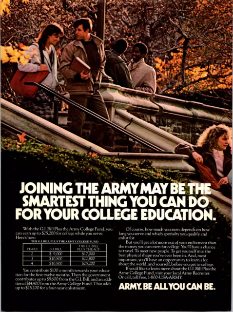 1986 U. S. Army Recruitment Be All You Can Be Vintage Print Ad Full Page Color