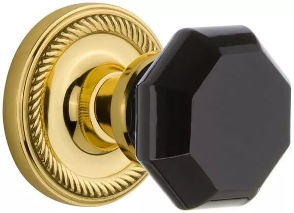 Nostalgic Warehouse Rope Rosette Passage Waldorf Black Door Knob Brass