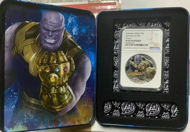 2018 Marvel Avengers: Infinity War - Thanos 2 Oz. Silver Coin Ngc Pf69 Antiqued