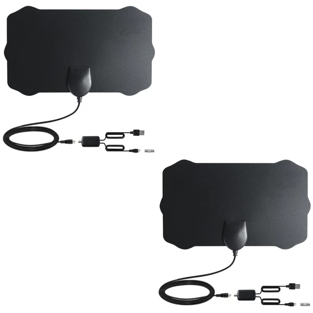 Set of 2 Tv Antenna 80 Mile Amplified Hdtv Flat Digital Amplifier