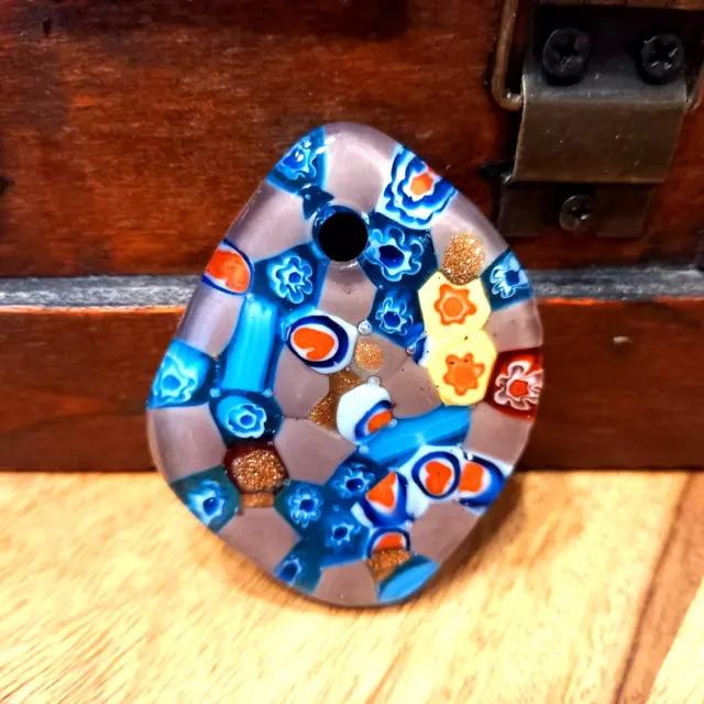 Großer handgemachter Millefiori Glas Anhänger mit Goldsand (18)