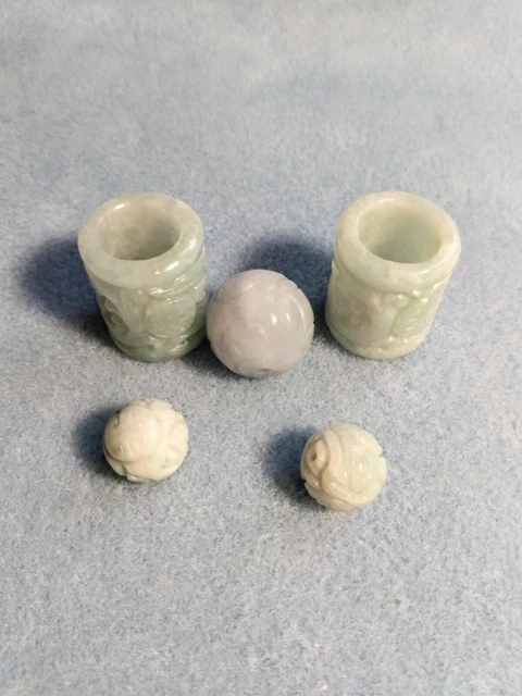 Rare Bead LOT #1 Hand Carved Burma Jadeite Chinese Beads 3