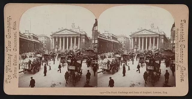 The Royal Exchange and Bank of England London, Eng  Old Photo