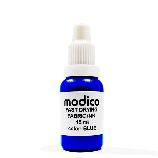Modico FS Blau 15ml Flasche Textilstempelfarbe Schnelltrocknend zum nachfüllen