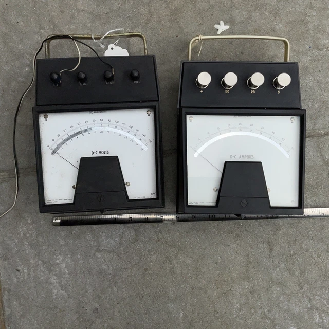 Two Vintage/Antique Westinghouse DC meters one marked DC Ampers-second Volts Two Vintage/Antique Westinghouse DC meters one marked DC Ampers-second Volts