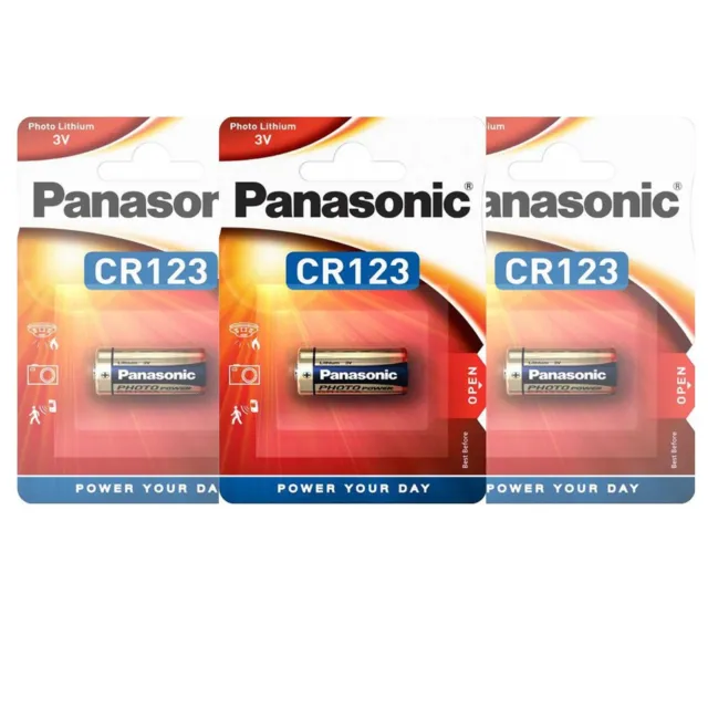 3 x Panasonic Batterien CR123A CR17345 Lithium Photo 3V Foto-Batterien 1er Pack