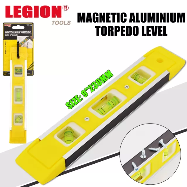 9" Torpedo Spirit Level 3 in1 Magnetic Quality Ruler Stable Measure Tool