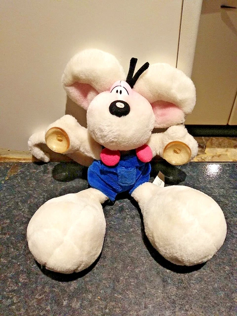 Diddl Peluche Bianco Con Tuta Blu- Con Ventose-25 Cm