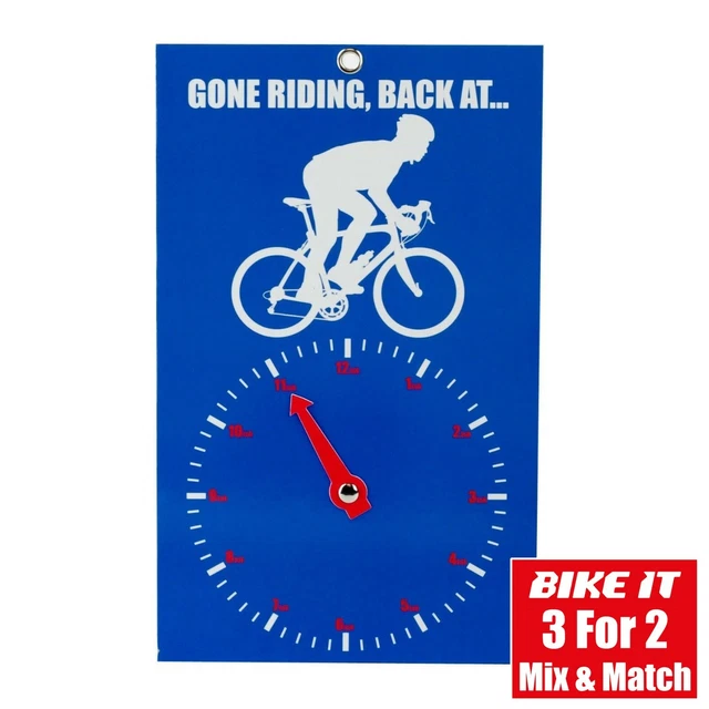 New Cycle Clock Face Sign - Gone Riding Back At - Roadie Blue - Bike Bicycle