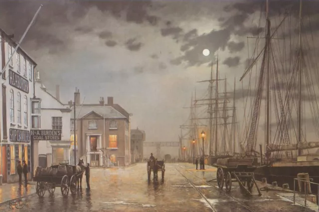 Print by artist Rodney Charman - Poole Quay by Gaslight - Product Code: FAR 443