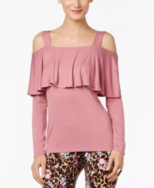 Thalia Sodi Women's Size XXL Ruffled Cold-Shoulder Top in Mesa Rose