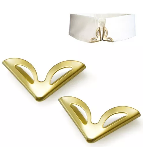 2 Pieces Blouse Shirt Metallic Metal Pointed Collar Clips Wing Tips nr 7