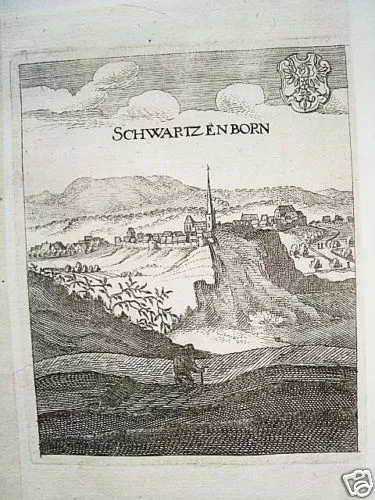 Schwarzenborn Schwalm-Eder echter alter  Merian Kupferstich 1646