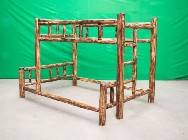 Torched Cedar Log Bunk Bed - Twin Over Queen - $1199- Free Shipping