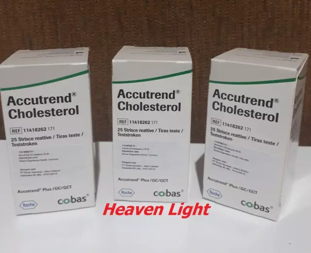 3 Cajas Roche Accutrend Tiras Reactivas De Colesterol Para Colesterol @ 25 Tiras
