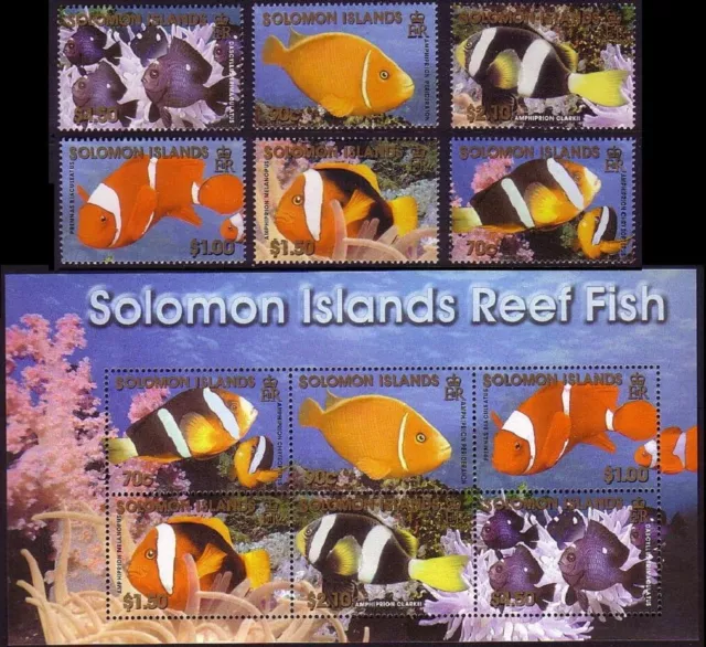 Salomone Is. Reef Fish 6v+MS 2001 MNH SG#996-1002 CV£12,85