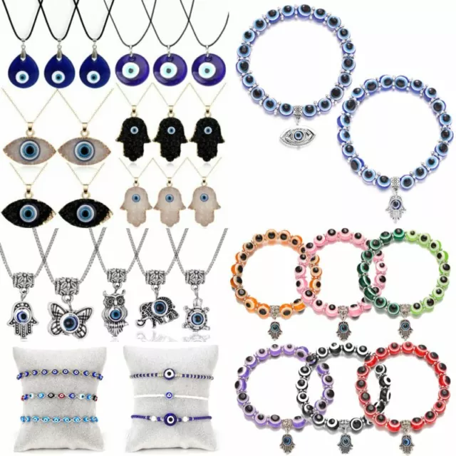 Turkish Lucky Evil Eye Hamsa Bracelet Blue Eye Beads Women Men