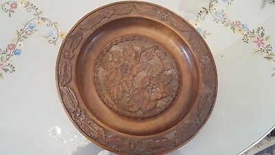 Vintage Wooden Hand Carved Decorative Wall Plate 45cm