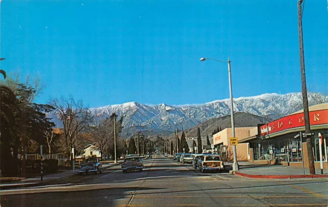 San Gorgonio Ave Vtg Cars Street Scene Banning,CA Vtg 1960's Chrome Postcard