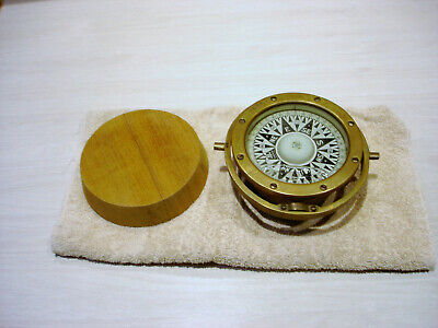 Antique Nautical  Brass Compass with Pedestal / 5.25 " Dia. Dial - 5 lbs .