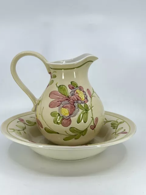 JAY WILLFRED for ANDREA BY SADEK FLORAL Basin & PITCHER Portugal Hand Painted