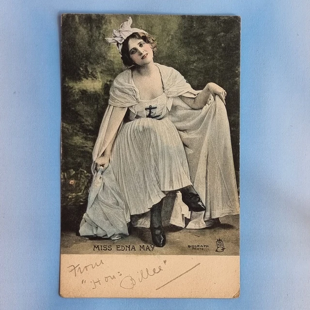 EDWARDIAN ACTRESS POSTCARD C1905 Miss Edna May Plunging Neck Line £5.95 - PicClick UK