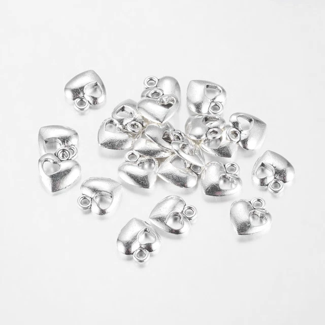 10 Stück Charms 13x11mm Herz Anhänger Antiksilber Armband Kette - K-1136