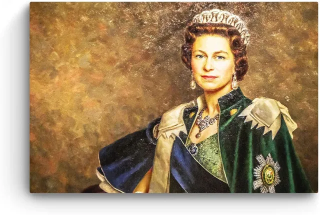 “Queen Elizabeth II”,100% Hand Painted Oil Painting on Canvas,24x36inch
