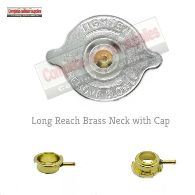 Brass Long Reach Radiator Neck and 15 lb Pressure Cap