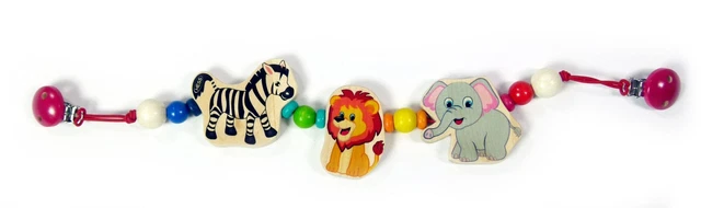 Jouet pour Bébé Chaîne de Poussette Éléphant Lion Zèbre Bxlxh 520x25x80mm Neuf