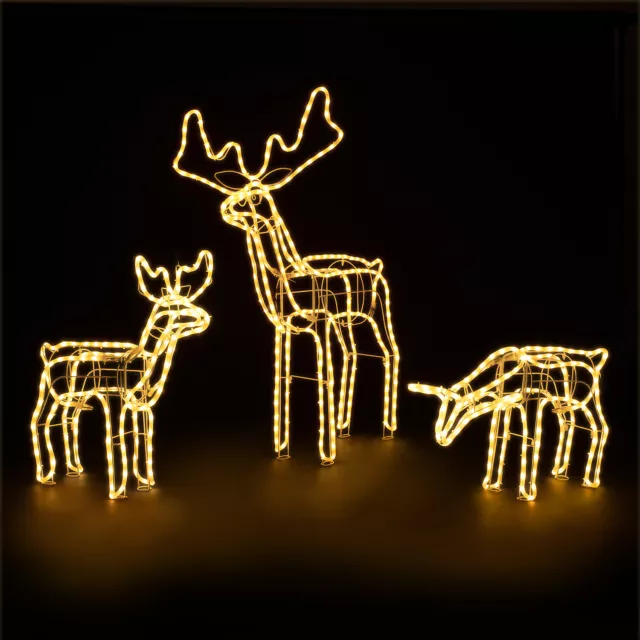 Reindeer Rope Light Outdoor Christmas Decoration 3D LED Xmas Garden Silhouette