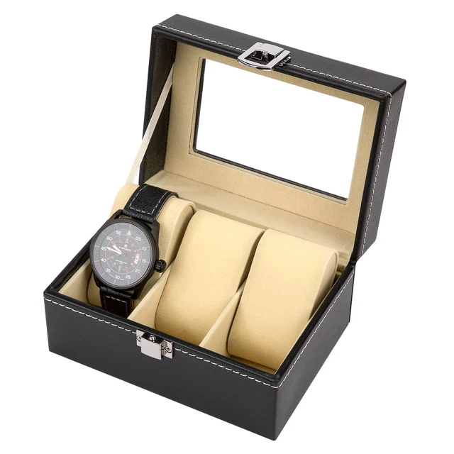 Boîte à Montres Hexagonale HELMDY - Cuir PU - Pour 3 Montres - Rangement Luxe Et Portable