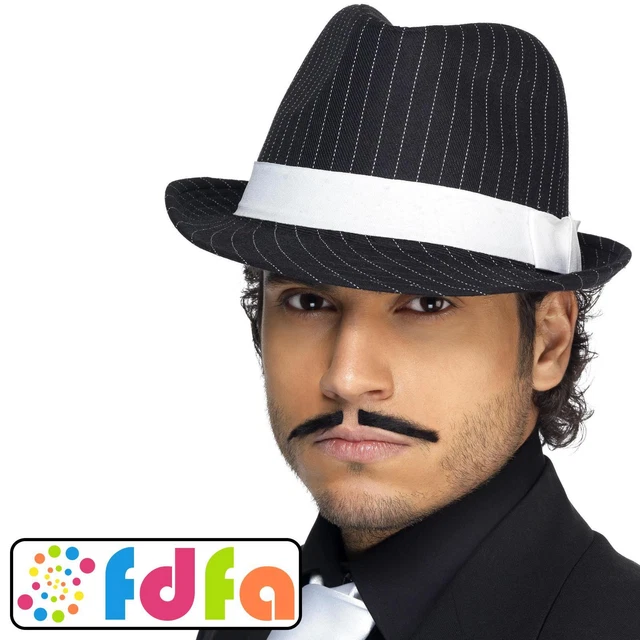 1920s Gangster Trilby Hat – Al Capone Gatsby Costume – Black/White – Adult Fabric Hat