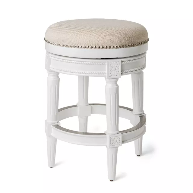 Maven Lane Pullman Backless Swivel Kitchen Counter Stool, Alabaster White