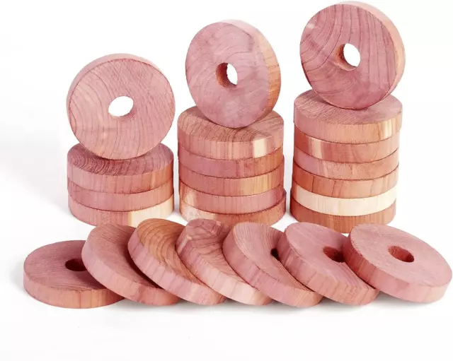 Cedar Rings for Hangers, Cedar Blocks for Clothes Storage 100% Natural Aromatic