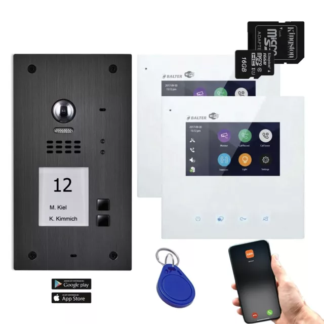 BALTER EVIDA Graphit RFID Video Türstation 4.3" Wifi Monitor 2 Familienhaus APP