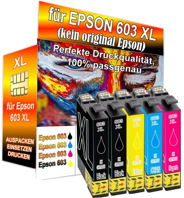 5x Tinten Patronen Drucker Patrone Black ProSerie für Epson 603XL XP3105 XP4100