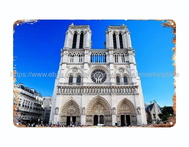 plaque wall art ideas Notre Dame sunny Paris France metal tin sign