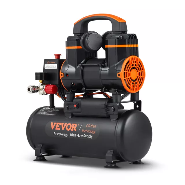 VEVOR Compresseur à Air Silencieux Sans Huile 8 L 900 W 3,7 m3/h à 6,2 bar 70 dB