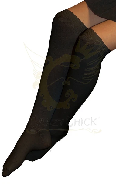 3 Pairs Girls Ladies Knee High Plain Cotton Back To School Socks Black White 4-6