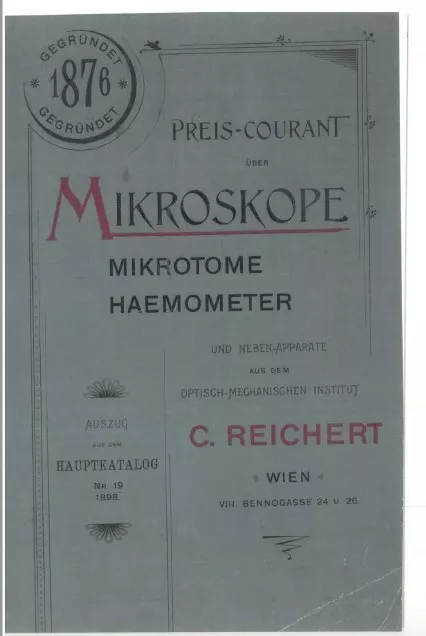 Historischer C. Reichert Mikroskop Katalog 1898 - PDF ! /  microscope catalogue