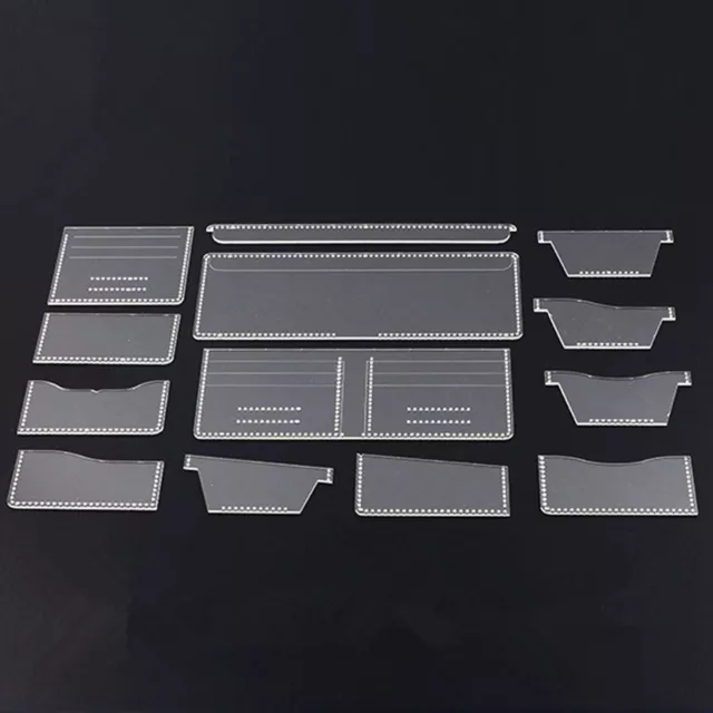 13Pcs Clear Acrylic Wallet Pattern Set& Leather Skiving Knife Leather Craft Tool