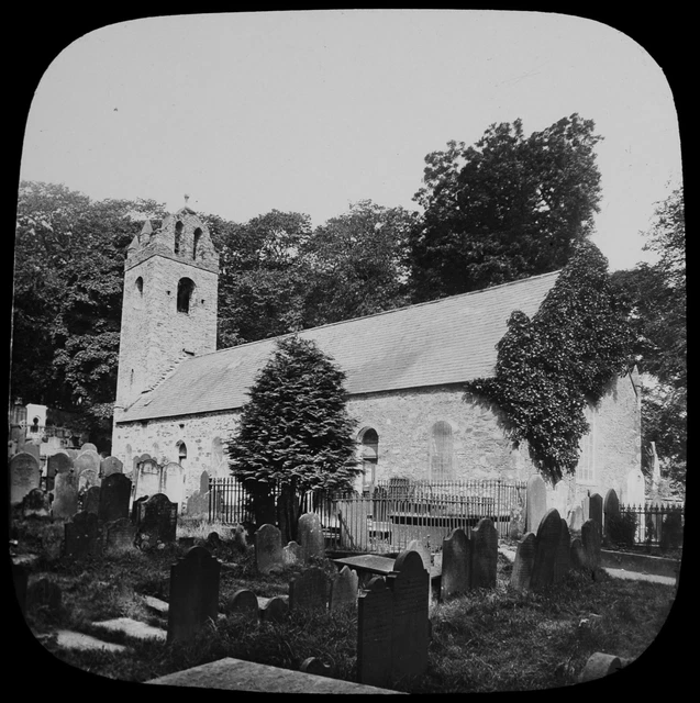 KIRK BRADDEN CHURCH ISLE OF MAN C1890 VICTORIAN PHOTO Magic Lantern Slide IOM