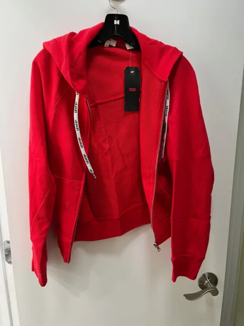 Womens Red Levis Zip Up Hooded Jacket. NWT. Size XS