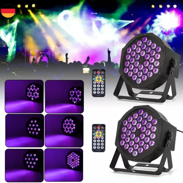 2x 72W 36LED Par Strahler UV Schwarzlicht DMX512 Bühnenbeleuchtung DJ Partylicht